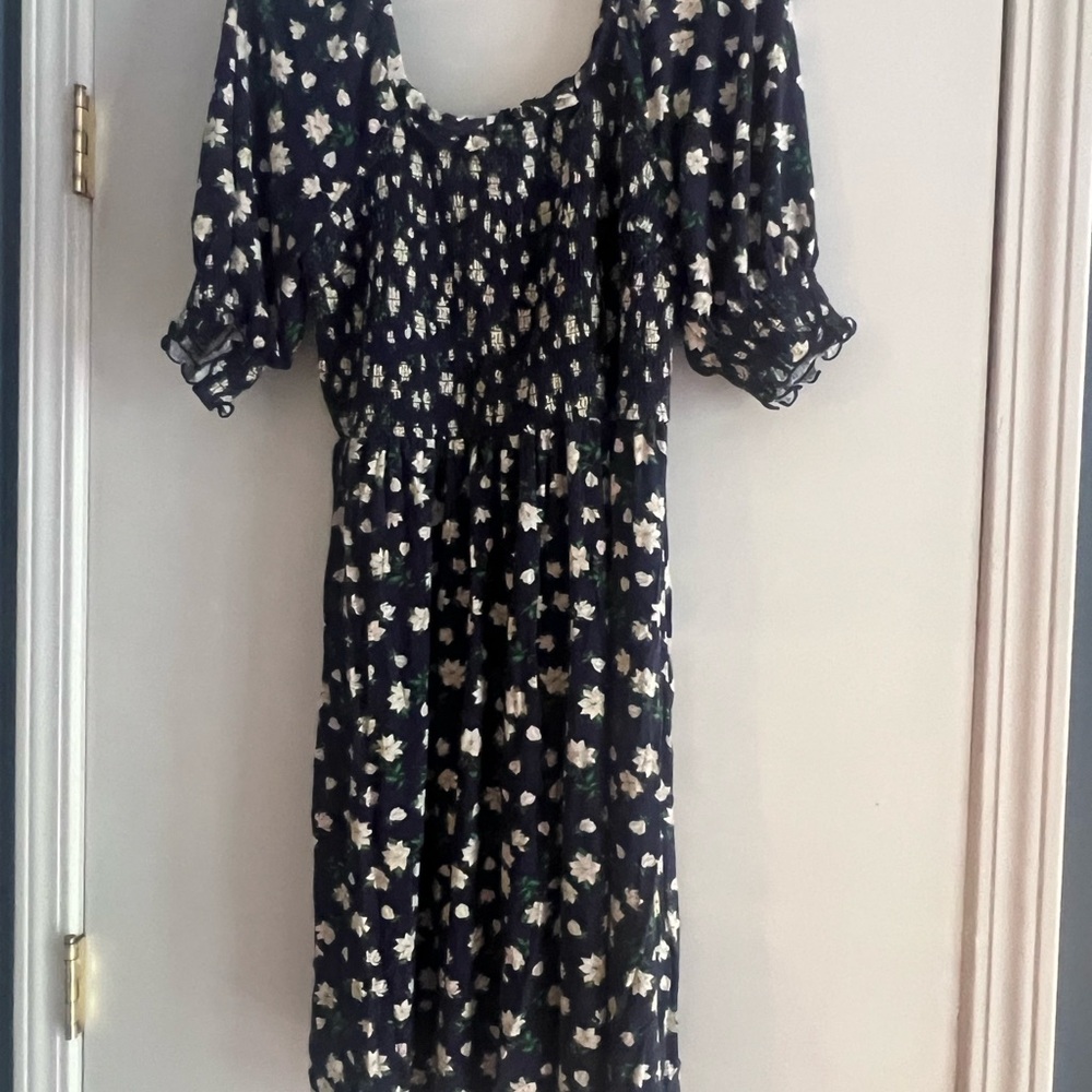 Draper James Navy Magnolia Smocked Dress